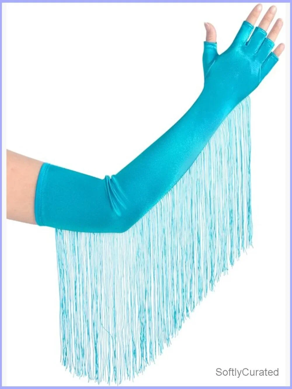 Vintage Fingerless Opera Gloves with Fringe - Elbow Length for Costume Party,